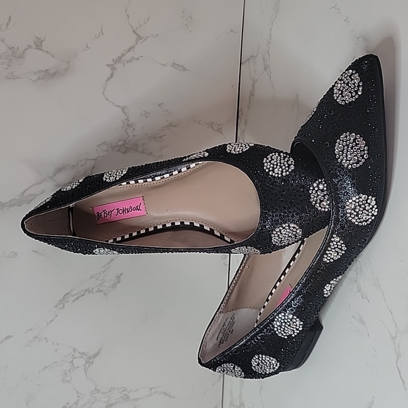 Betsey Johnson Shoes - Betsey Johnson rhinestone polka-dot pointed toe loafers flat